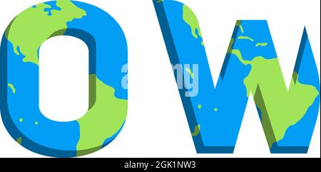 Conception initiale du logo OW avec style World Map, marque de l'entreprise logo. Illustration de Vecteur