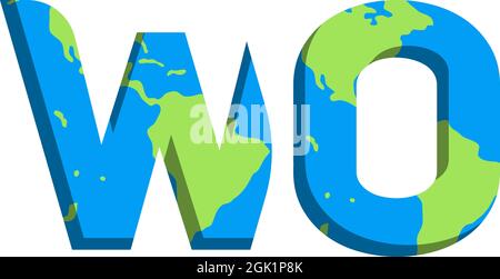 Logo WO initial avec style World Map, logo de l'entreprise. Illustration de Vecteur