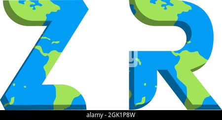 Conception initiale du logo ZR avec style World Map, marque de l'entreprise logo. Illustration de Vecteur