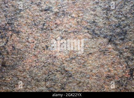 Une surface plate de granit brun clair avec des taches noires fines et un traitement rugueux. Arrière-plan, motif, texture. Banque D'Images