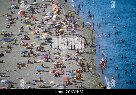 FRANCE; PYRÉNÉES-ORIENTALES (66) VUE AÉRIENNE D'ARGELES-BEACH Banque D'Images