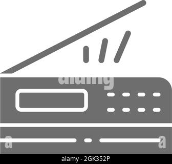 Icône grise imprimante, scanner, copieur. Isolé sur fond blanc Illustration de Vecteur