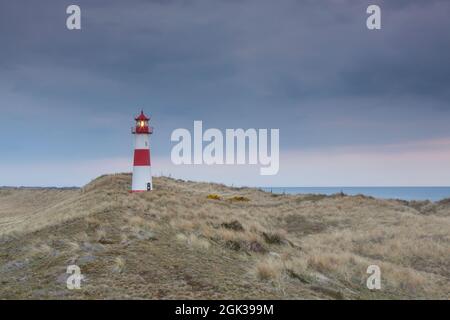Liste Phare est sur l'île de Sylt, Frise du Nord, Schleswig-Holstein, Allemagne Banque D'Images