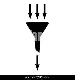 Icône de filtrage, arrosoir vectoriel avec filtre et flèches Illustration de Vecteur