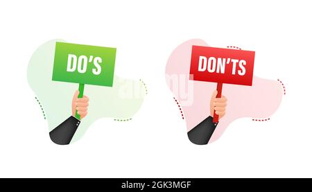 Porte-affiche à la main à faire et à ne pas faire. Illustration du stock vectoriel. Illustration de Vecteur