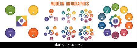 Modèle moderne et coloré pour infographies pouvant être utilisé pour les projets d'entreprise, de flux de travail, de bannière, de diagramme, de conception Web, chronologie, diagramme de surface, nombre Illustration de Vecteur