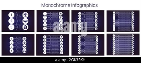 Infographie sur les bus de démarrage. Définissez des modèles à partir de cercles et de bandes horizontales pour la zone de texte, pouvant être utilisés pour le flux de travail, la bannière, le diagramme, la déig Web Illustration de Vecteur