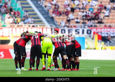 AC Milan joueurs pendant le championnat italien Serie Un match de football entre AC Milan et SS Lazio le 12 septembre 2021 au stade San Siro à Milan, Italie - photo Fabrizio Carabelli / Fabrizio Carabelli Images / DPPI Banque D'Images