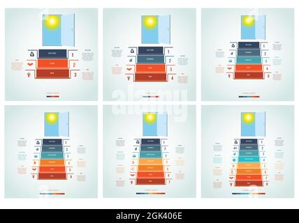 Infographies des modèles. Escalier menant à la porte ouverte. Démarrage de Business Success. Possibilité d'utilisation pour les flux de travail, les bannières, les diagrammes, les conceptions Web, etc Illustration de Vecteur