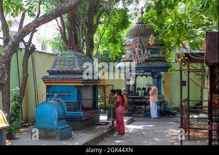 Pondichéry, Inde - 10 septembre 2021 - Temple Shri Selva Ganapathi pendant Ganesh Pooja 2021 Banque D'Images