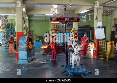 Pondichéry, Inde - 10 septembre 2021 - Temple Shri Selva Ganapathi pendant Ganesh Pooja 2021 Banque D'Images