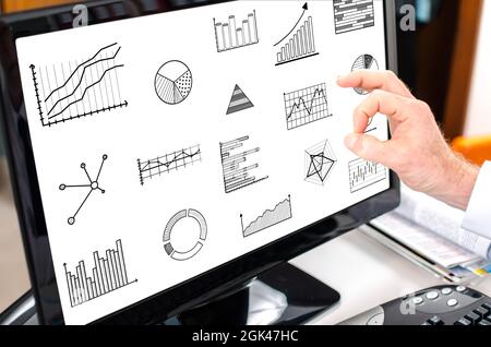 Concept d'analyse graphique affiché sur un écran d'ordinateur Banque D'Images