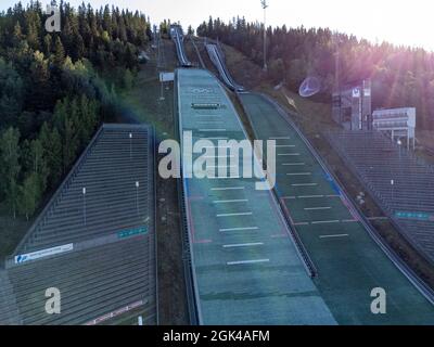 Lysgårdsbakkene ski Jumping Arena - le site de saut en ciel des Jeux Olympiques d'hiver de 1994 à Lillehammer, Norvège, Europe Banque D'Images