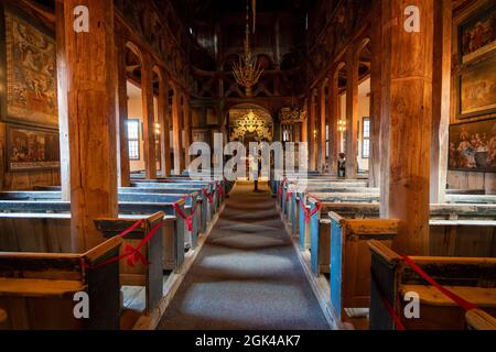 Lomskyrkja - église de la rive à LOM, comté d'Innlandet, Norvège, Europe Banque D'Images