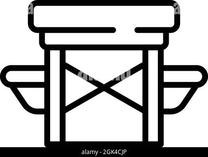 Vecteur de contour d'icône de table de métal. Chaise en plastique. Camp extérieur Illustration de Vecteur