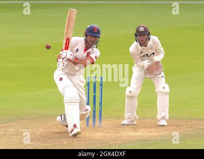 13 septembre 2021. Londres, Royaume-Uni. Alastair Cook d'Essex batting alors que Surrey prendre Essex dans le comté de Championshipeco au Kia Oval, deuxième jour. David Rowe/Alay Live News Banque D'Images