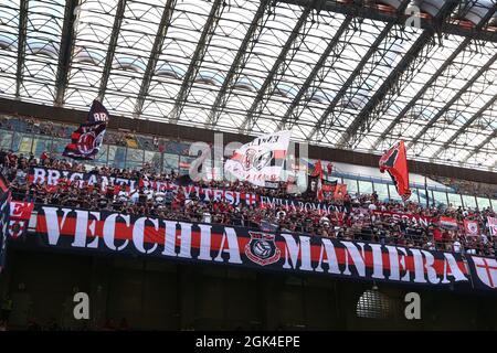 Milan, Italie. 12 septembre 2021. AC Milan Supporters pendant AC Milan vs SS Lazio, football italien série A match à Milan, Italie, septembre 12 2021 crédit: Independent photo Agency/Alay Live News Banque D'Images