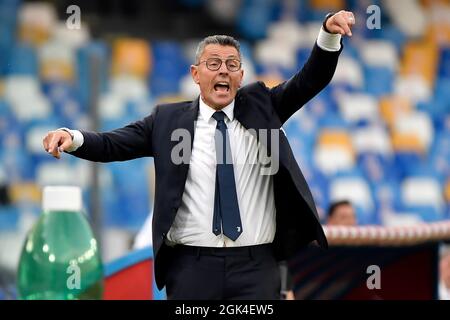 Naples, Italie. 11 septembre 2021. L'entraîneur assistant de Juventus Marco Landucci réagit pendant la série Un match de football entre SSC Napoli et Juventus FC au stade Diego Armando Maradona à Naples (Italie), le 11 septembre 2021. Photo Andrea Staccioli/Insidefoto crédit: Insidefoto srl/Alamy Live News Banque D'Images