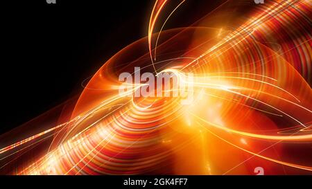 Disque tournant lumineux avec faisceau laser, arrière-plan abstrait généré par ordinateur, rendu 3D Banque D'Images