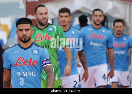 Naples, Italie. 11 septembre 2021. Lorenzo Insigne de SSC Napoli avant la série Un match de football 2021/2022 entre SSC Napoli et Juventus FC au stade Diego Armando Maradona à Naples (Italie), le 11 septembre 2021. Photo Cesare Purini/Insidefoto crédit: Insidefoto srl/Alay Live News Banque D'Images