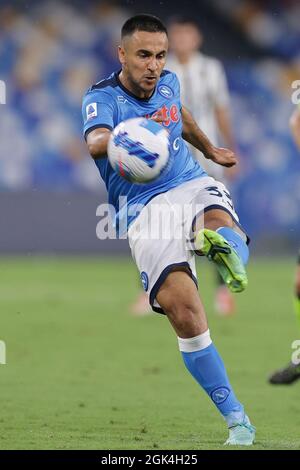 Naples, Italie. 11 septembre 2021. Adam Ounas de SSC Napoli pendant la série Un match de football 2021/2022 entre SSC Napoli et Juventus FC au stade Diego Armando Maradona à Naples (Italie), le 11 septembre 2021. Photo Cesare Purini/Insidefoto crédit: Insidefoto srl/Alay Live News Banque D'Images