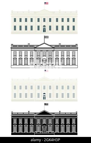 Façade d'illustration de Maison blanche, États-Unis Illustration de Vecteur