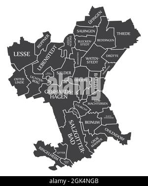 Salzgitter carte de la ville Allemagne DE marqué noir illustration Illustration de Vecteur