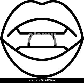 Vecteur de contour de l'icône de prédiction de langage. Traitement buccal. Langue parlée Illustration de Vecteur