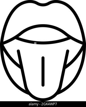 Vecteur de contour de l'icône d'animation de la bouche. Prononciation des lèvres. Expression de face Illustration de Vecteur