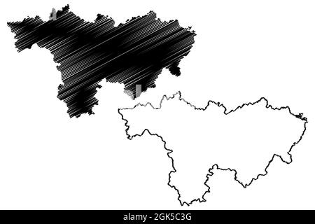 District d'Aligarh (État de l'Uttar Pradesh, République de l'Inde) carte illustration vectorielle, scribble esquisse carte d'Aligarh Illustration de Vecteur