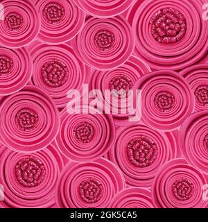 Cercle stylisé décoratif fleurs roses comme arrière-plan. Joyeux anniversaire, fête des mères, arrière-plan des fêtes de Noël, carte de vœux. Banque D'Images