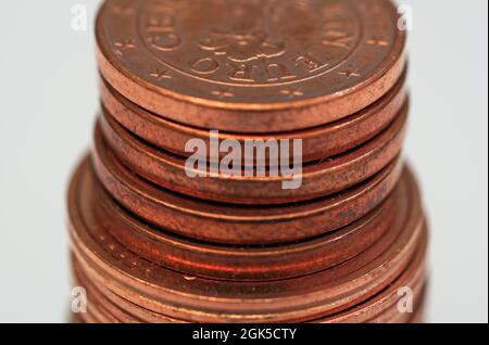 Pile de centimes d'euro Banque D'Images