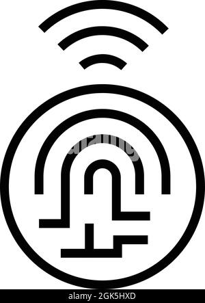Vecteur de contour de l'icône d'empreinte digitale numérique. Identité biométrique. Pouce Illustration de Vecteur