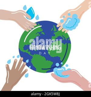 campagne mondiale de modèle de journée de lavage des mains Illustration de Vecteur