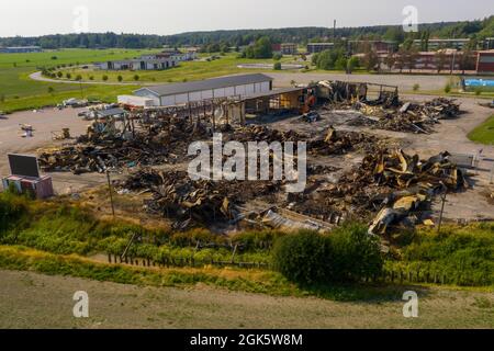 Ruines de bâtiments brûlées Banque D'Images