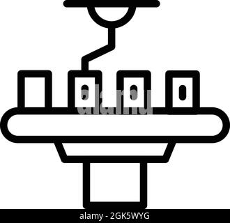 Vecteur de contour de l'icône de fabrication en série. Production de processus. Convoyeur d'usine Illustration de Vecteur