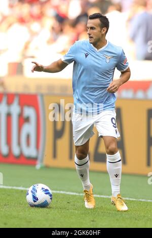 Milan, Italie, 12 septembre 2021. Pedro de SS Lazio pendant la série Un match à Giuseppe Meazza, Milan. Le crédit photo devrait se lire: Jonathan Moscrop / Sportimage Banque D'Images