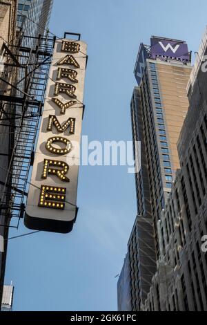 Ethel Barrymore Theatre chapiteau dans Times Square, NYC Banque D'Images