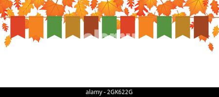 drapeau de fête d'automne bannière sur fond blanc avec des feuilles tombant Illustration de Vecteur
