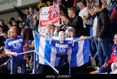 Hartlepool United fans avant le jeu photo par Steve Flynn/AHPIX.com, football: SkyBet League Two Match Tranmere Rovers -V- Hartlepool United à Banque D'Images