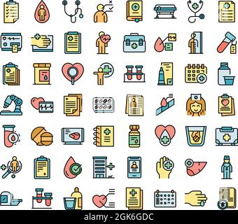 Les icônes d'examen médical définissent le vecteur de contour. Vérification de l'état de santé. Test des lipides Illustration de Vecteur