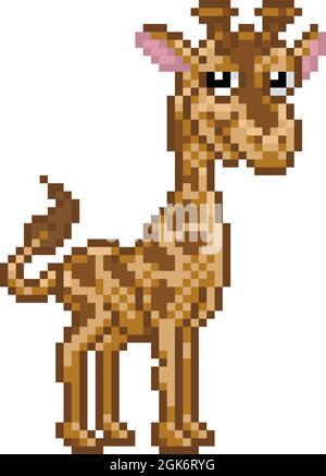 Giraffe Pixel Art Safari Animal jeu vidéo dessin animé Illustration de Vecteur