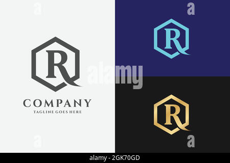 Logotype lettre R isolé en forme d'hexagone , élément de conception de logo vectoriel Illustration de Vecteur