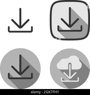 jeu de symboles ou d'icônes de téléchargement, illustration vectorielle Illustration de Vecteur