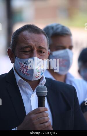 Arzano, Italie. 12 septembre 2021. Fabio Gallo, M5S à l'ouverture de la campagne électorale à Arzano. (Photo de Salvatore Esposito/Pacific Press/Sipa USA) crédit: SIPA USA/Alay Live News Banque D'Images