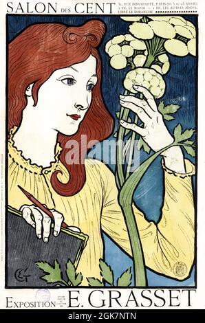 Affiche pour le « Salon des cent » d'Eugène Grasset, lithographie, 1894 Banque D'Images