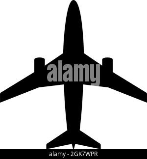 Avion, avion réactif, avion Liner. Illustration de l'icône vecteur plat. Symbole noir simple sur fond blanc. Avion, avion réactif, avion s Illustration de Vecteur