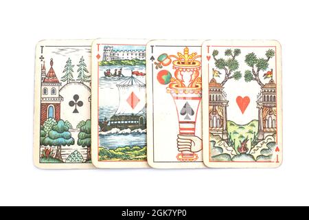 Conception légendaire de l'Union soviétique jouant des cartes qui étaient dans presque tous les foyers. Banque D'Images