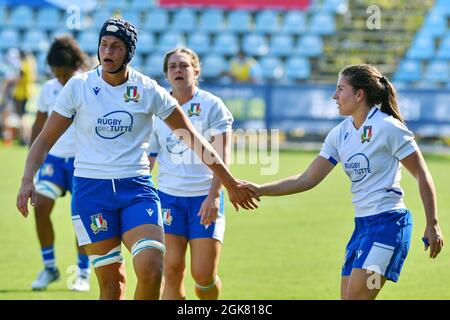 Parme, Italie. 13 septembre 2021. Giordana Duca et Maria Magatti (Italie) pendant la qualification de coupe du monde de la Femme de Rugby 2022 - Italie vs Ecosse, coupe du monde à Parme, Italie, septembre 13 2021 crédit: Agence de photo indépendante/Alamy Live News Banque D'Images