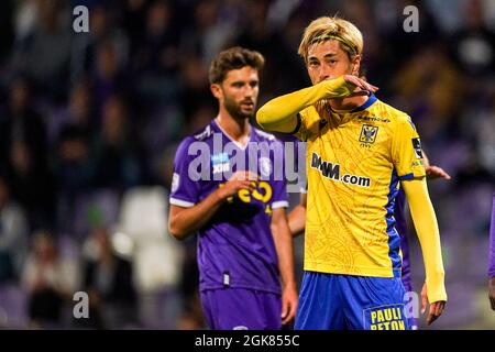 ANVERS, BELGIQUE - SEPTEMBRE 13 : Yuma Suzuki de STVV lors du match Jupiler Pro League entre K. Beerschot V.A. et STVV à l'Olympich Stadion le 13 septembre 2021 à Anvers, Belgique (photo de Jeroen Meuwsen/Orange Pictures) Banque D'Images